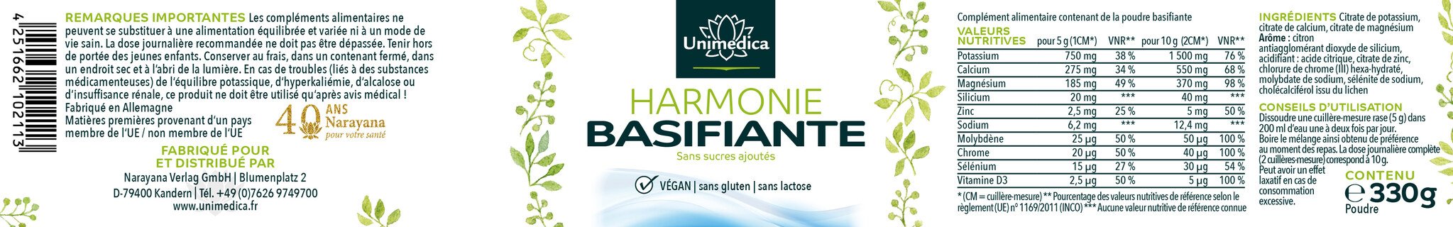 Harmonie Basifiante - 330g - par Unimedica