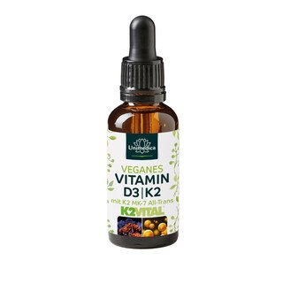 Veganes Vitamin D3 / K2 mit D3 aus Flechten und K2Vital - 30 ml - von Unimedica/
