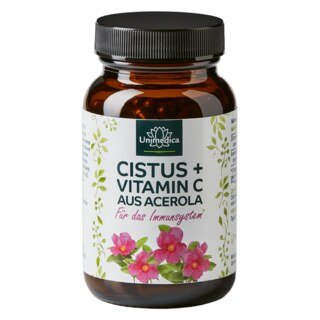 Cistus + Vitamin C aus Acerola - 384 mg Cistus pro Tagesdosis (1 Kapsel) - 90 Kapseln - von Unimedica