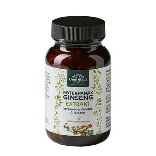 Red Panax Ginseng Extract - Korean Ginseng C.A. Meyer - 480 mg per daily dose (2 capsules) - 20 % ginsenosides - 100 capsules - by Unimedica/