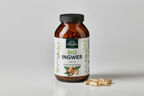 Bio Ingwer - 1200 mg pro Tagesdosis (2 Kapseln) - 240 Kapseln - von Unimedica