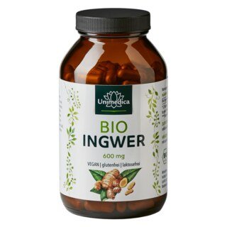 Bio Ingwer - 1200 mg pro Tagesdosis (2 Kapseln) - 240 Kapseln - von Unimedica/