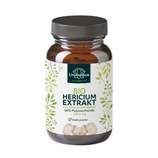 Bio Hericium Extrakt - Löwenmähne - 1000 mg pro Tagesdosis (2 Kapseln) - mit 30 % Polysacchariden - 90 Kapseln - von Unimedica/