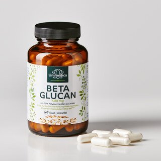 Beta Glucan - 70% Polysaccharide aus Hafer - 90 Kapseln mit je 500 mg Beta Glucan - von Unimedica