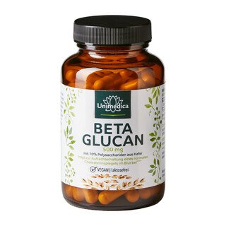 Beta Glucan - 70% Polysaccharide aus Hafer - 90 Kapseln mit je 500 mg Beta Glucan - von Unimedica/