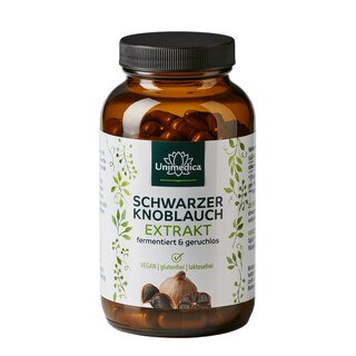 Schwarzer Knoblauch - 600 mg pro Tagesdosis (1 Kapsel) - fermentiert und geruchlos - 180 Kapseln - von Unimedica/