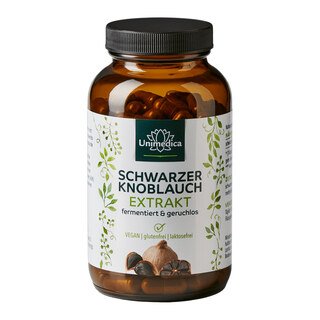 Schwarzer Knoblauch - 600 mg pro Tagesdosis (1 Kapsel) - fermentiert und geruchlos - 180 Kapseln - von Unimedica/