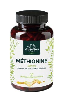 Méthionine - 1000 mg par dose journalière (2 gélules) - 120 gélules - par Unimedica