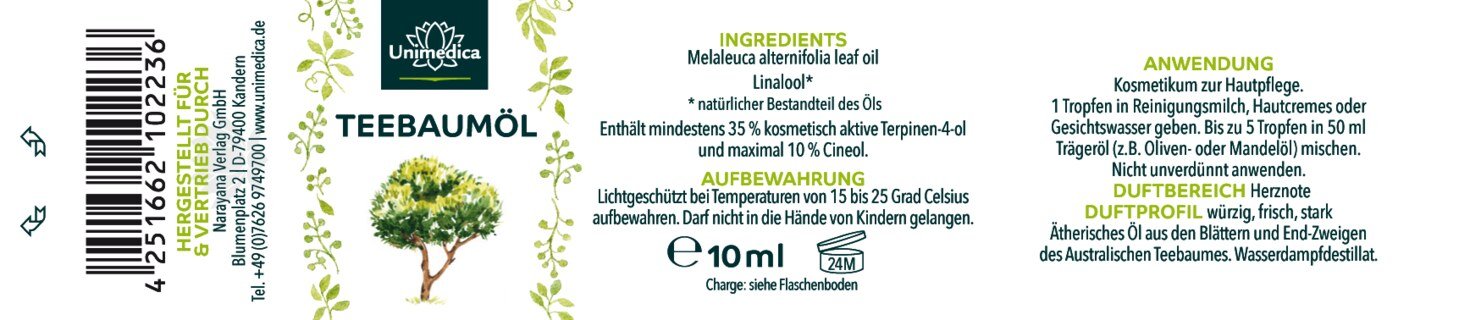Teebaumöl- ätherisches Öl - 10 ml - von Unimedica