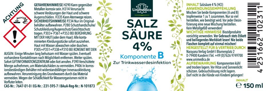 Natriumchlorit 25 % + Salzsäure 4 % - Set 2 x150 ml - von Unimedica