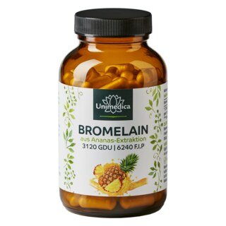 Bromelain - 1040 mg pro Tagesdosis - 1200 GDU/g  (>1248 FIP) - mit magensaftresistenten DR® Caps - 120 Kapseln - von Unimedica/