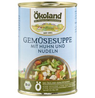 Gemüsesuppe mit Huhn und Nudeln bio - Ökoland - 400 g/