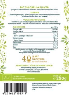 Chlorella bio en poudre - 250 g  testée en laboratoire et naturelle - par Unimedica