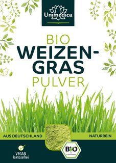 Herbe de blé en poudre BIO  provenance Allemagne  produit 100 % naturel - 500 g - par Unimedica