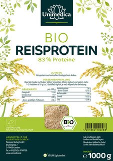 Organic Rice Protein Powder - 80 % protein content - 1000 g - from Unimedica