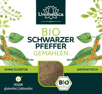 Bio Pfeffer schwarz - gemahlen - 250 g - von Unimedica