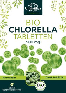 Bio Chlorella - 500 Tabletten mit je 500 mg reinem Chlorella Pulver -  laborgeprüft und naturrein - von Unimedica