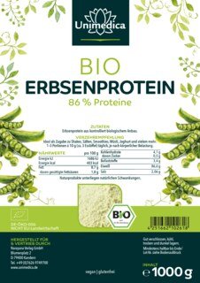 Bio Erbsenprotein - 86 % Proteingehalt - hochwertige pflanzliche Proteinquelle - 1000 g - von Unimedica