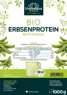 Bio Erbsenprotein - 86 % Proteingehalt - hochwertige pflanzliche Proteinquelle - 1000 g - von Unimedica