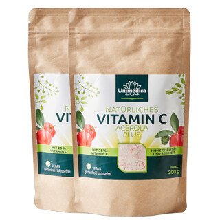 Double saver pack: Natural Vitamin C Acerola Plus - 25% vitamin C - 2 x 200 g - from Unimedica/