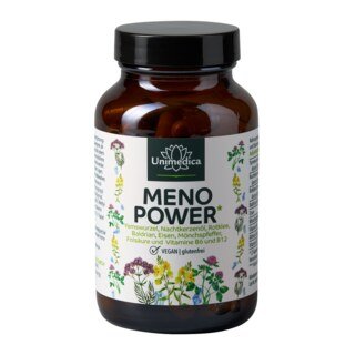 Menopower* - Komplex mit Yamswurzel, Nachtkerzenöl, Eisen und B-Vitaminen - 90 Kapseln - von Unimedica