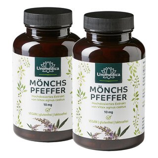 2er-Sparset: Mönchspfeffer Extrakt - 10 mg hochdosiert - 2 x 180 Kapseln - von Unimedica