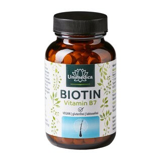 Biotin - 10.000µg Vitamin B7 - 365 Tabletten - von Unimedica/