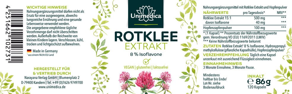 Rotklee Extrakt - 8 % Isoflavone - von Unimedica