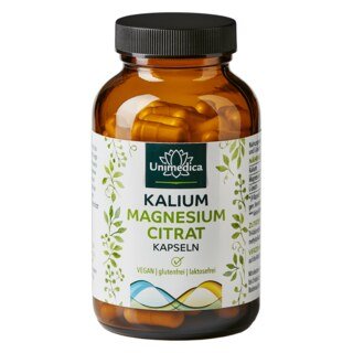 Magnesium Kalium Citrat - 900 mg Kalium und 240 mg Magnesium pro Tagesdosis (4 Kapseln) - 120 Kapseln - von Unimedica/
