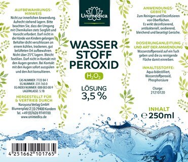 2er-Sparset: Wasserstoffperoxid 3,5% - H2O2 - 2 x 250 ml - von Unimedica