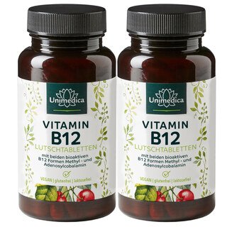 2er-Sparset: Vitamin B12 - 2 x 100 Lutschtabletten - von Unimedica/