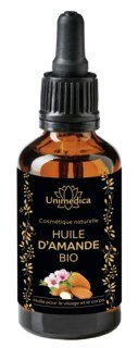 Huile d'amande BIO -  huile pour le visage et le corps - 100 ml - par Unimedica