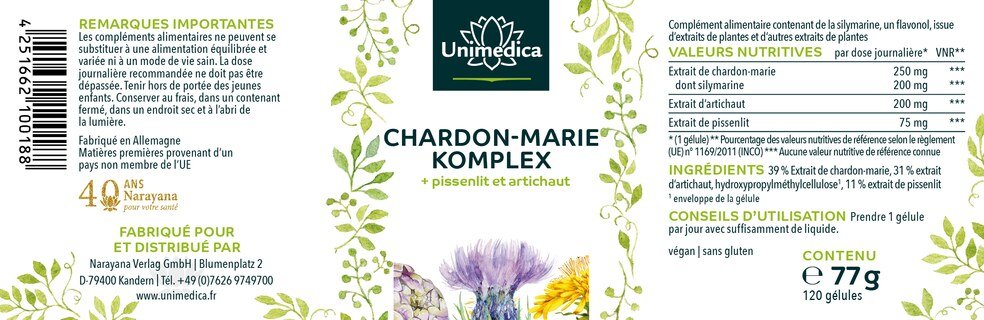 Lot de 2: chardon-Marie - 2 x 120 gélules - Unimedica