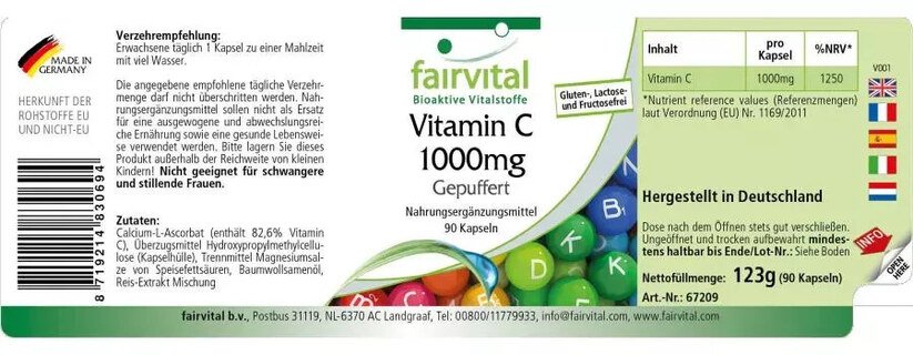 Vitamin C 1000 mg gepuffert - 123 g - 90 Kapseln