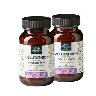 2er-Sparset: Glutathion - reduziertes L-Glutathion aus natürlicher Fermentation - 300 mg pro Tagesdosis (1 Kapsel) - 2 x 60 Kapseln - von Unimedica/