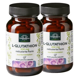 Lot de 2: L-glutathion réduit - 300 mg, dose élevée - 2 x 60 gélules - d'Unimedica/