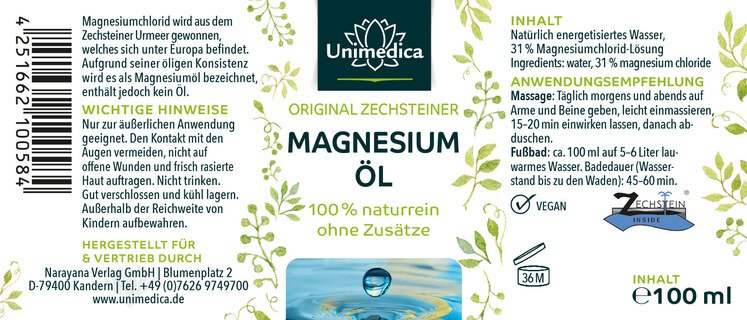 2er-Sparset: Magnesium Öl Spray - Original Zechsteiner - 2 x 100 ml - von Unimedica