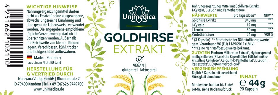 Goldhirse Extrakt - 90 Kapseln - von Unimedica