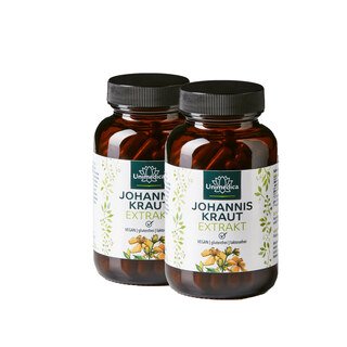 2er-Sparset: Johanniskraut Extrakt - 10 : 1 Konzentration - 132 mg pro Tagesdosis (2 Kapseln) - 2 x 100 Kapseln - von Unimedica