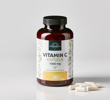 Vitamin C - 1000 mg pro Tagesdosis (2 Kapseln) - 99 % Reinheit - 180 Kapseln - von Unimedica
