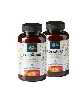 2er-Sparset: Folsäure mit Extrafolate S von Gnosis und Vitamin B12 - 800µg Folsäure und 25 µg Vitamin B12 - 2 x 180 Kapseln - von Unimedica/