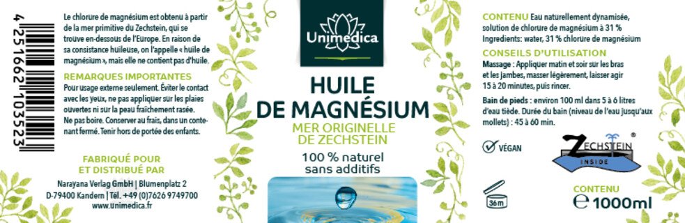 Huile de magnésium marin - Sensitive - 1000 ml