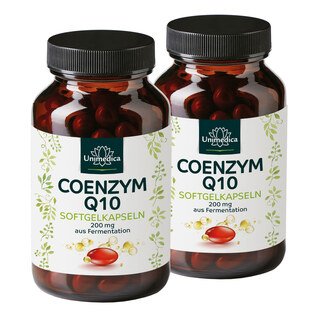 2er-Sparset: Coenzym Q10 - 200 mg - 2 x 120 Softgelkapseln - von Unimedica