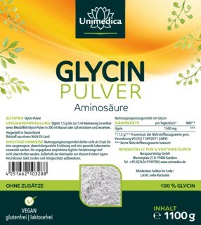Glycin Pulver - Aminosäure - 1100 g - 1.500 mg Pro Tagesdosis - von Unimedica
