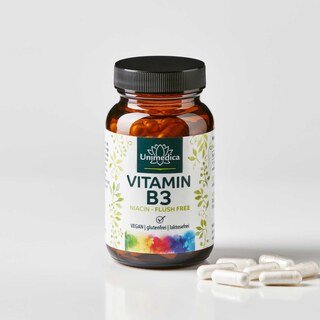Vitamin B3 Niacin "Flush Free" - 90 Kapseln - von Unimedica