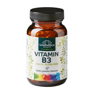 Vitamin B3 Niacin "Flush Free" - 500 mg - 90 Kapseln - von Unimedica/