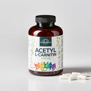Acetyl L-Carnitin - 3000 mg pro Tagesdosis (6 Kapseln) - 250 Kapseln - von Unimedica