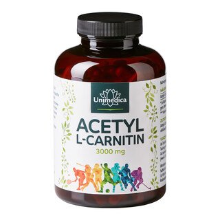 Acetyl L-Carnitin - 3000 mg pro Tagesdosis (6 Kapseln) - 250 Kapseln - von Unimedica