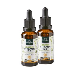 2er-Sparset: Veganes Vitamin D3 aus Flechten - 1.000 I.E./25µg - 2x 30 ml - von Unimedica/