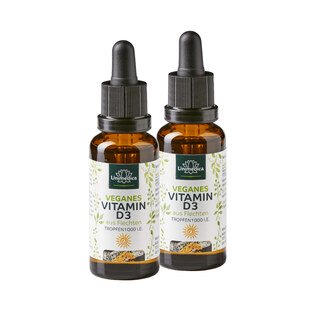 2er-Sparset: Veganes Vitamin D3 aus Flechten - 1.000 I.E./25µg - 2x 30 ml - von Unimedica